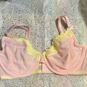 Victoria's Secret Pink Bra with Yellow Lace